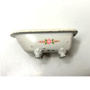 Vintage 1980 Mattel Miniature The Littles Dollhouse Die Cast Bathtub Flower